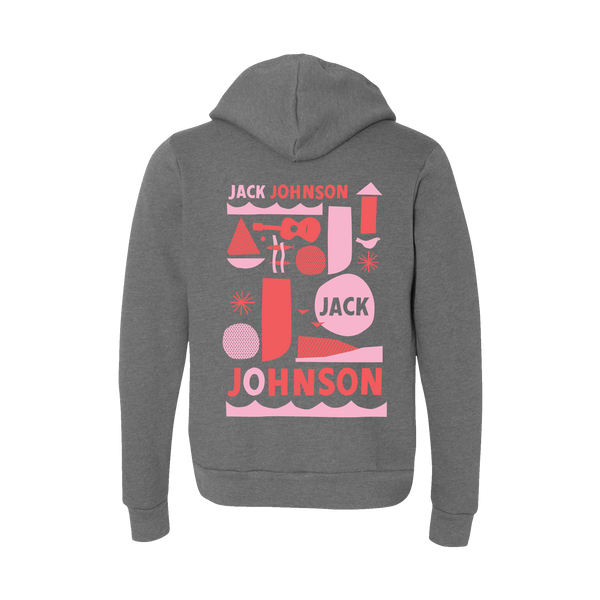 Ladies Wave Grey Zip Up Sweatshirt - PINK
