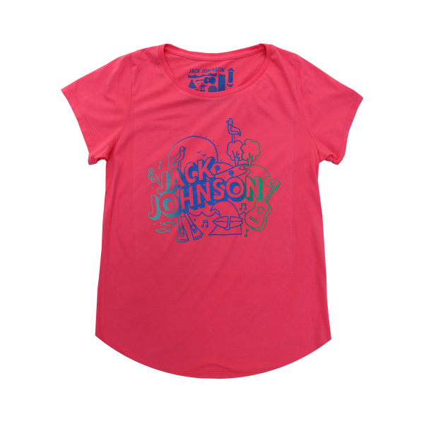 Ladies Coral Doodle Tee