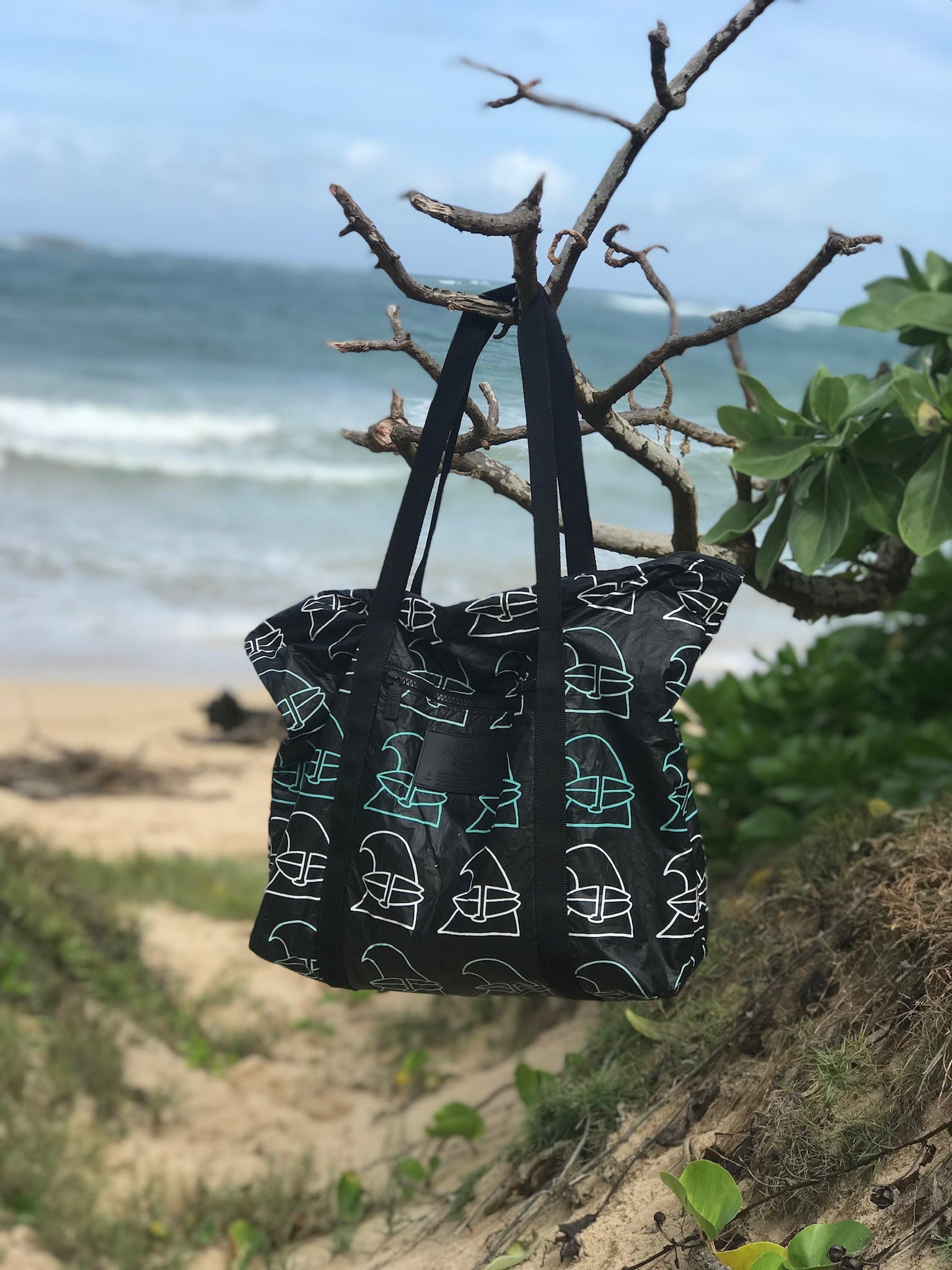 Plastic Free Hawaii Aloha Collection Zippered Tote Bag, Kokua Festival