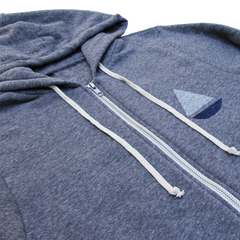 Unisex Wave Grey Zip Up Sweatshirt - BLUE