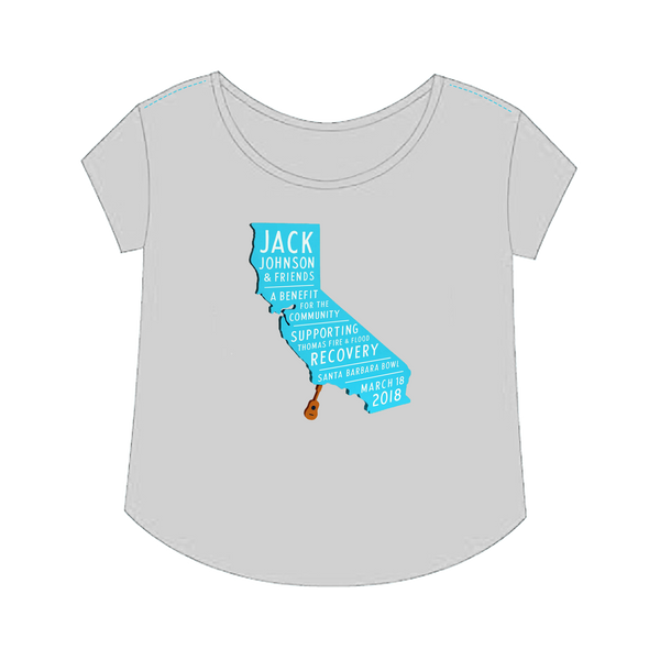 Ladies Silver SB Bowl Benefit Tee Apparel Jack Johnson